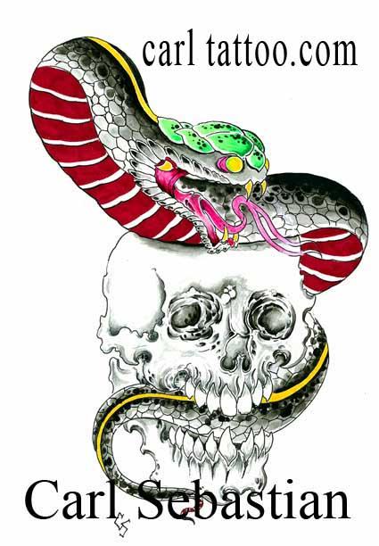 Art Galleries - snake ans skull watercolor - 77572
